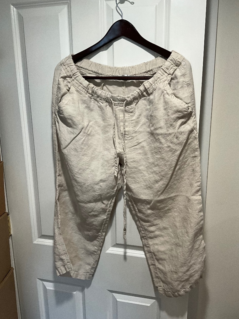 Baggy linen capri pants, size XL, Allen Allen,